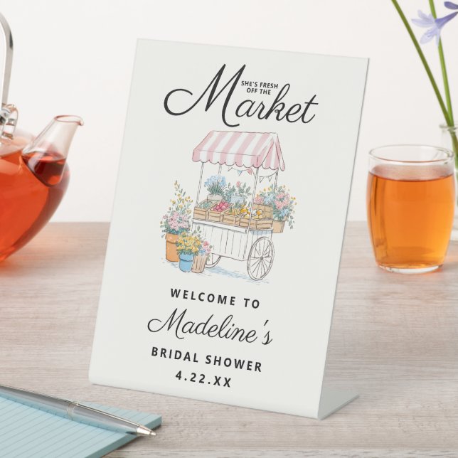 Fresh Off The Market Bridal Shower Tabletop Sign (In SItu)