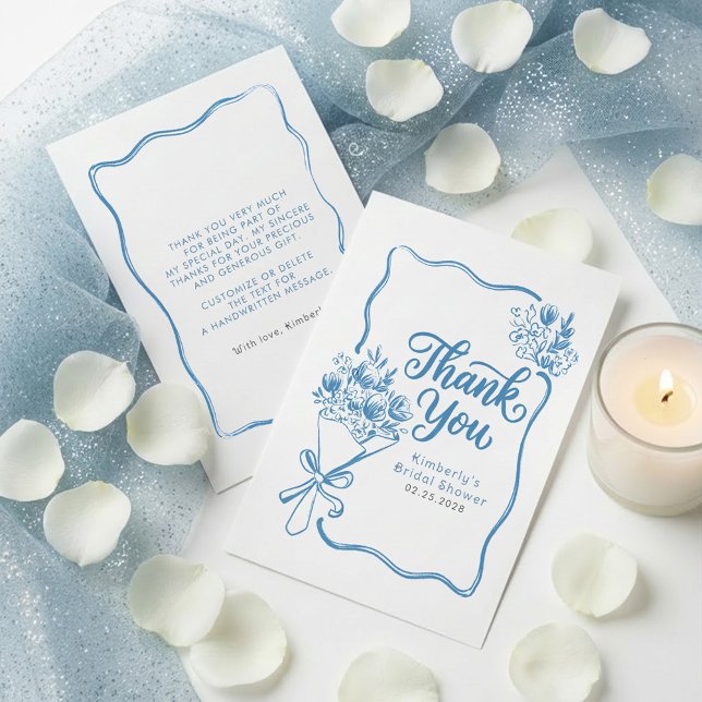 Fresh Off The Market Bridal Shower Thank You Card (Dusty Blue Bridal Shower Thank You Cards Fresh Off The Market)