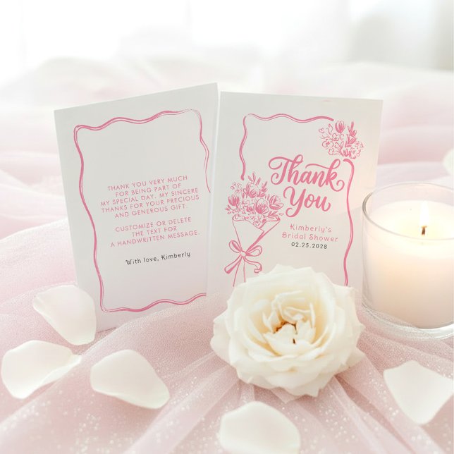 Fresh Off The Market Bridal Shower Thank You Card (Pink Whimsical Bridal Shower Thank You Card Fresh Off The Market)