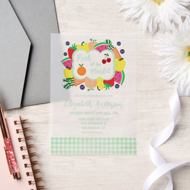 Fresh Off The Market Bridal Shower Vellum Invitations (Wedding)