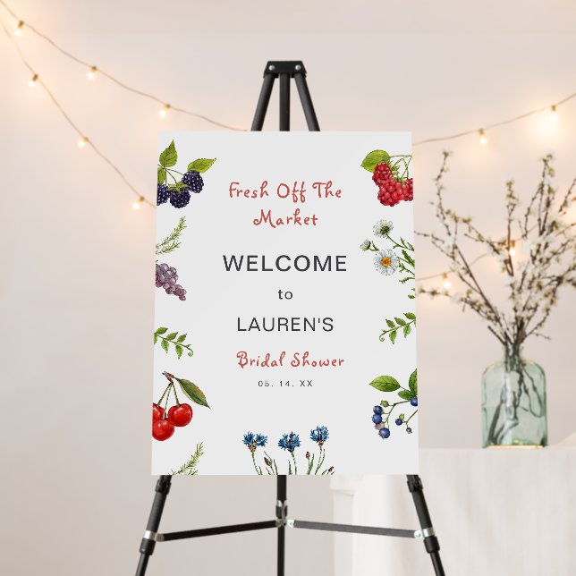 Fresh Off the Market Bridal shower welcome sign  (In Situ (Stand))