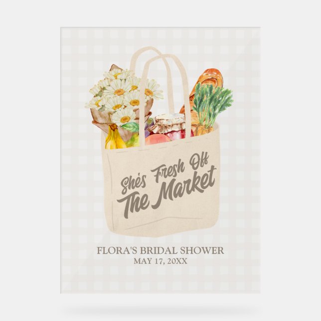 Fresh Off the Market Bridal Shower Welcome Sign (Front)