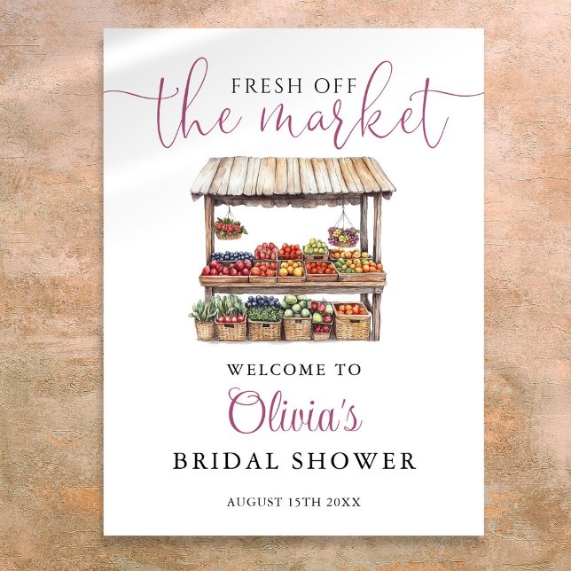 Fresh Off The Market Bridal Shower Welcome Sign (Fresh Off The Market Bridal Shower Welcome Sign)