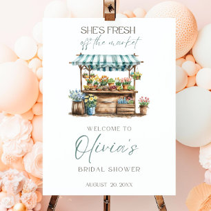 fresh off the market bridal shower welcome sign