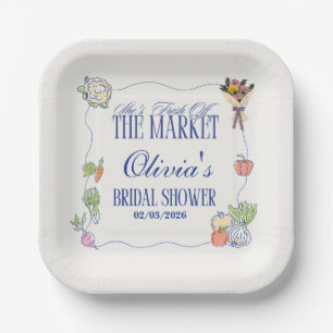 Fresh Off the Market Bridal Shower Whimsical  Paper Plates