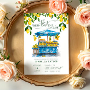 Fresh Off The Market Citrus Lemon Bridal Shower Invitation