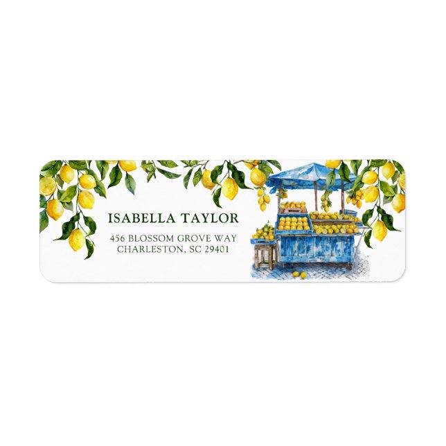 Fresh Off The Market Citrus Lemon Bridal Shower  Label (Front)