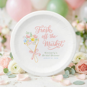 Fresh Off The Market Colorful Pastel Bridal Shower Paper Plates