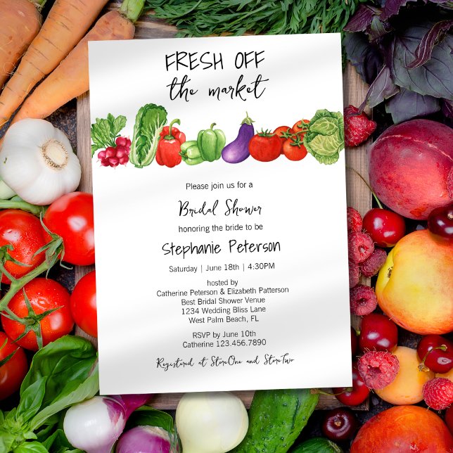 Fresh Off the Market Crisp Veggies Bridal Shower Invitation (Creator Uploaded)
