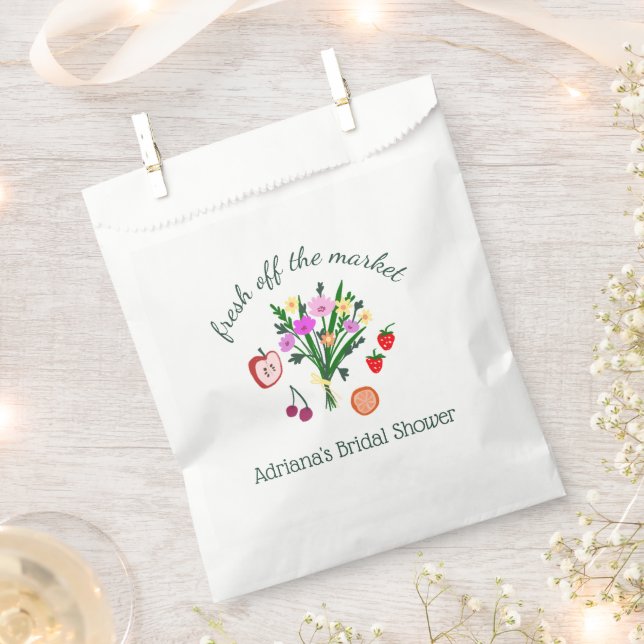 FRESH OFF THE MARKET Cute Custom Bridal Shower Favor Bag (Clipped)