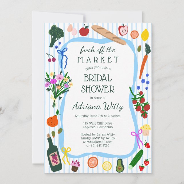 FRESH OFF THE MARKET Cute Custom Bridal Shower Invitation (Front)