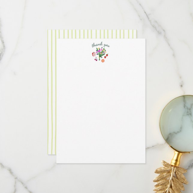 FRESH OFF THE MARKET Cute Custom Bridal Shower Thank You Card (Front/Back In Situ)