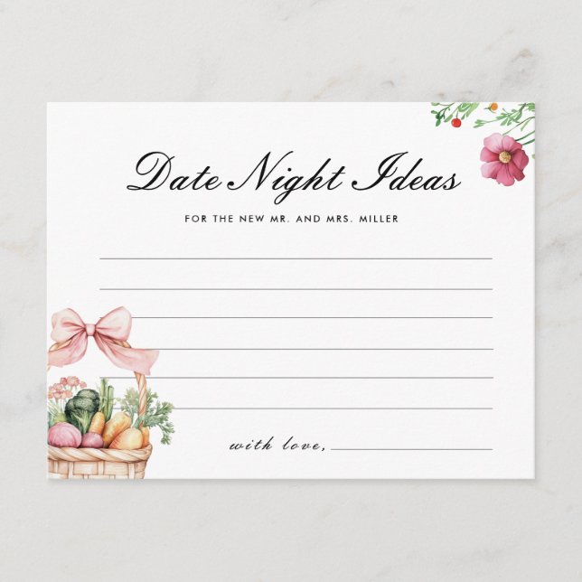 Fresh Off The Market Date Night Bridal Shower Enclosure Card (Front)
