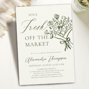 Fresh Off the Market Drawn Bouquet Bridal Shower Invitation