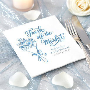 Fresh Off The Market Dusty Blue Bridal Shower Napkins
