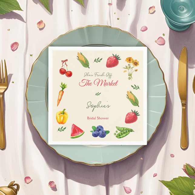 Fresh Off the Market Farmer Bridal Shower Napkins (Creator Uploaded)