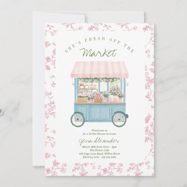 Fresh Off The Market Farmer's Floral Bridal Shower Invitation (Front)
