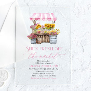 Fresh Off The Market Farmers Market Bridal Shower Acrylic Invitations
