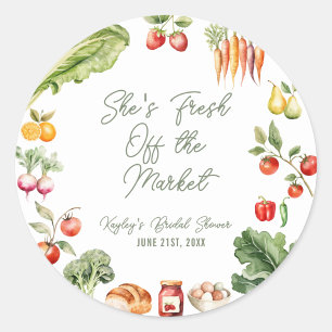 Fresh off the Market Farmer's Market Bridal Shower Classic Round Sticker