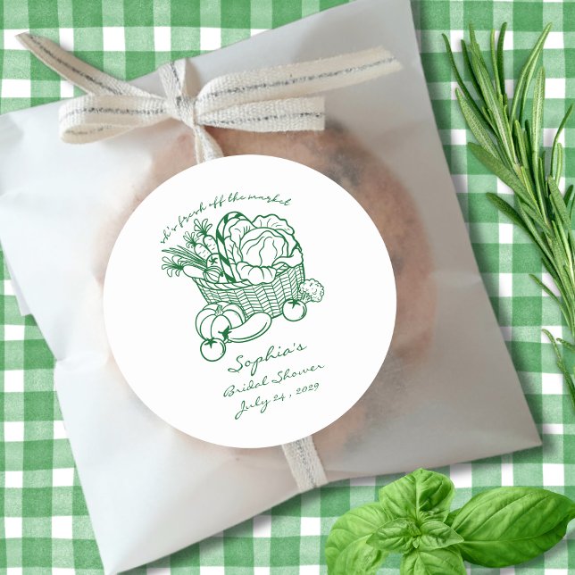 Fresh Off The Market Farmers Market Bridal Shower Classic Round Sticker (Creator Uploaded)