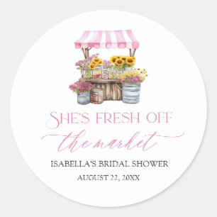 Fresh Off The Market Farmers Market Bridal Shower Classic Round Sticker