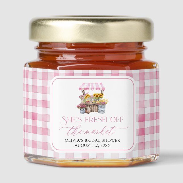 Fresh Off The Market Farmers Market Bridal Shower Honey Jar Favors (Front)