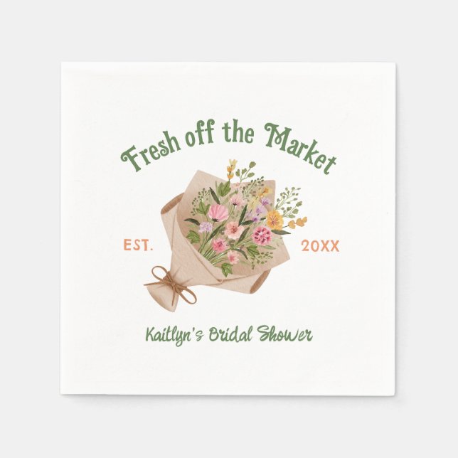 Fresh Off The Market Farmer's Market Bridal Shower Napkins (Front)