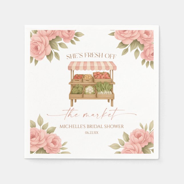 Fresh Off The Market Farmer's Market Bridal Shower Napkins (Front)