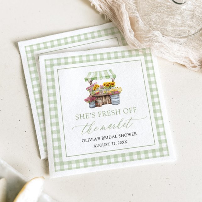 Fresh Off The Market Farmers Market Bridal Shower Napkins (Sage Green Fresh Off The Market Farmers Market Bridal Shower Napkins)