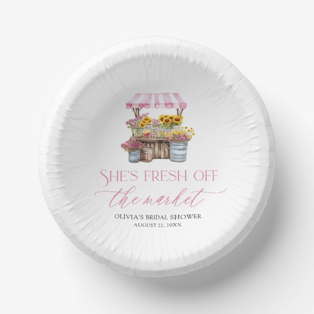 Fresh Off The Market Farmers Market Bridal Shower Paper Bowls (Front)