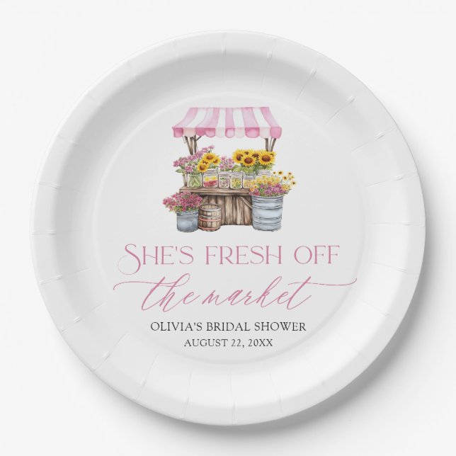 Fresh Off The Market Farmers Market Bridal Shower Paper Plates (Front)