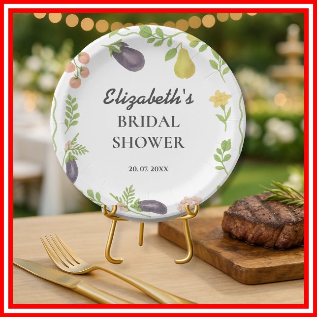 Fresh Off The Market Farmers Market Bridal Shower Paper Plates (Creator Uploaded)