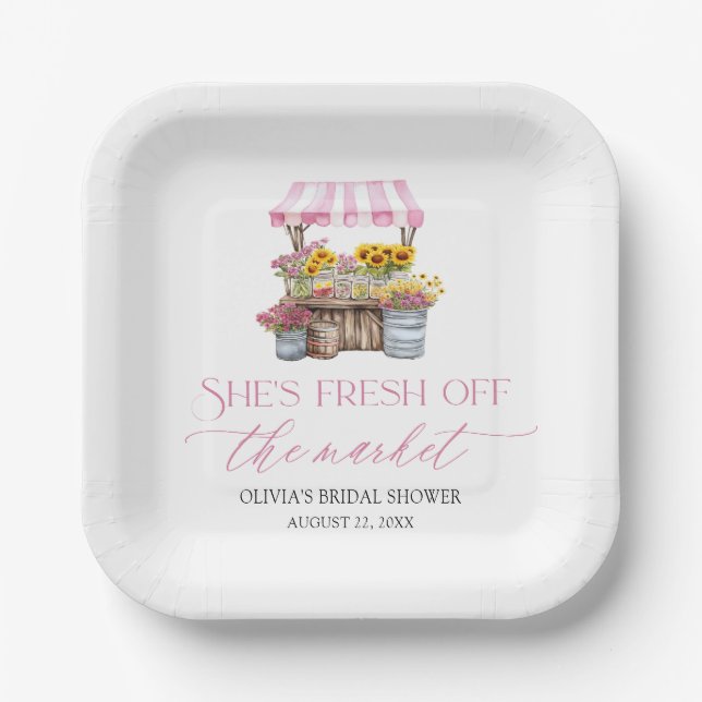Fresh Off The Market Farmers Market Bridal Shower Paper Plates (Front)