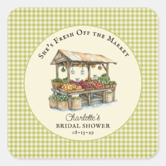 Fresh Off the Market Farmers Market Bridal Shower Square Sticker