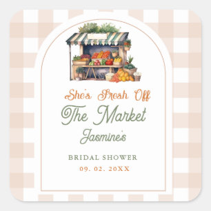 Fresh Off The Market Farmers Market Bridal Shower Square Sticker