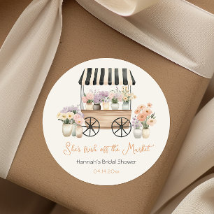 Fresh Off The Market Floral Bridal Shower  Classic Round Sticker