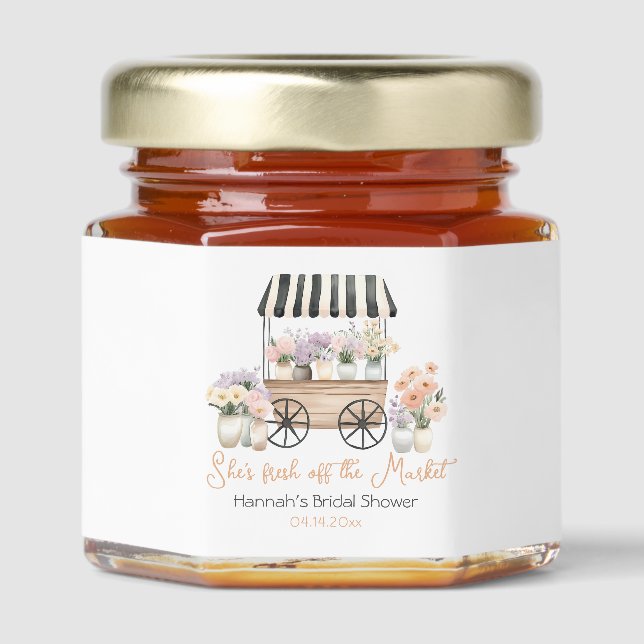 Fresh Off The Market Floral Bridal Shower  Honey Jar Favors (Front)
