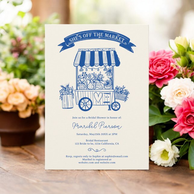 Fresh Off the market floral bridal shower Invitation (Off the market floral scribbles bridal shower invitation)