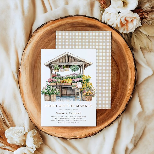 Fresh Off the Market Floral Bridal Shower Invitation (Creator Uploaded)