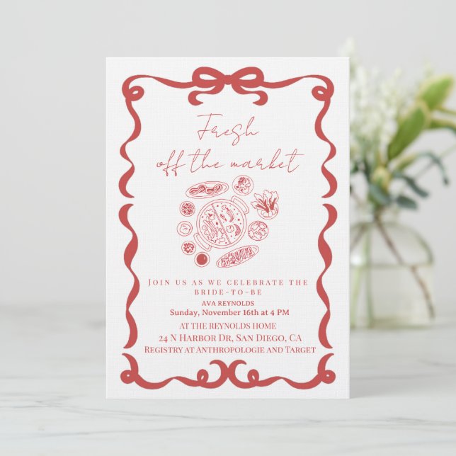 Fresh Off the market floral bridal shower Invitation (Standing Front)