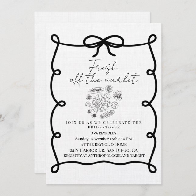 Fresh Off the market floral bridal shower Invitation (Front/Back)