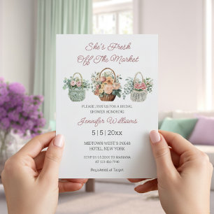 fresh off the market floral bridal shower modern invitation