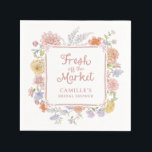 Fresh off the Market Floral Bridal Shower  Napkins<br><div class="desc">Make your bridal shower tables pop with these Fresh off the Market bridal napkins featuring vintage hand-drawn florals. A lovely choice for garden parties,  rustic showers,  or farmers market themes—pretty and practical for your celebration.  You can change the text,  frame,  and background colors to match your shower vibes.</div>