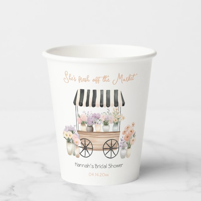 Fresh Off The Market Floral Bridal Shower  Paper Cups (Front)