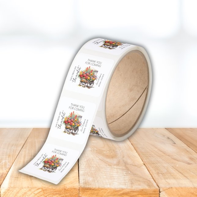 Fresh Off The Market Floral Bridal Shower Roll Square Sticker (Creator Uploaded)