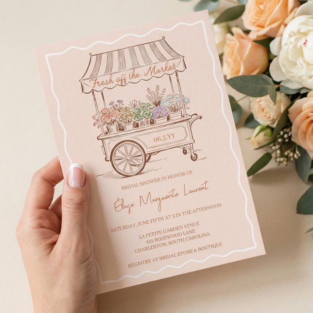 Fresh Off The Market Floral Cart Bridal Shower Invitation (Fresh Off The Market Floral Cart Bridal Shower Invitation)