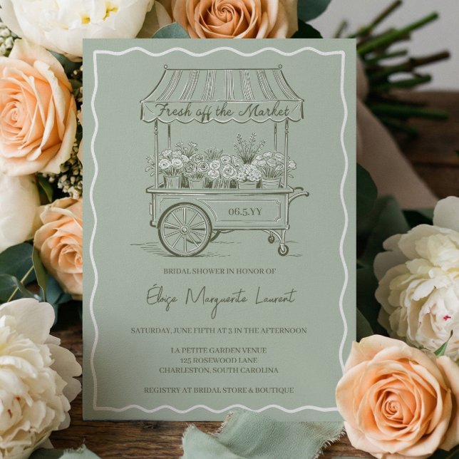 Fresh Off The Market Floral Cart Bridal Shower Invitation (Fresh Off The Market Floral Cart Bridal Shower Invitation)