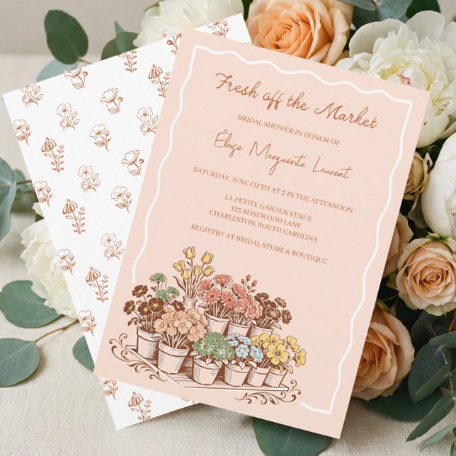 Fresh Off The Market Floral Garden Bridal Shower Invitation (Fresh Off The Market Floral Cart Bridal Shower Invitation)