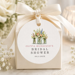 Fresh Off the Market Floral Jar Bridal Shower Favor Tags