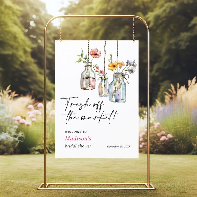 Fresh Off The Market Floral Jar Bridal Shower Foam Board (Creator Uploaded)